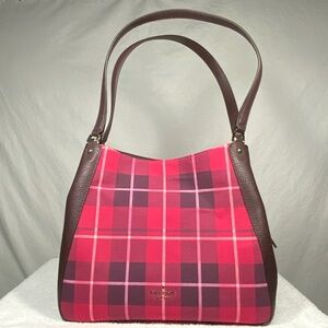 NWOT ♠️ Kate Spade Plaid Leila Medium Triple Compartment Shoulder Bag